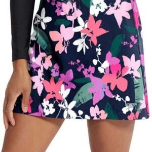 Speedo Womens Tropical Floral Swim Skort Navy Pink Small 800275901028